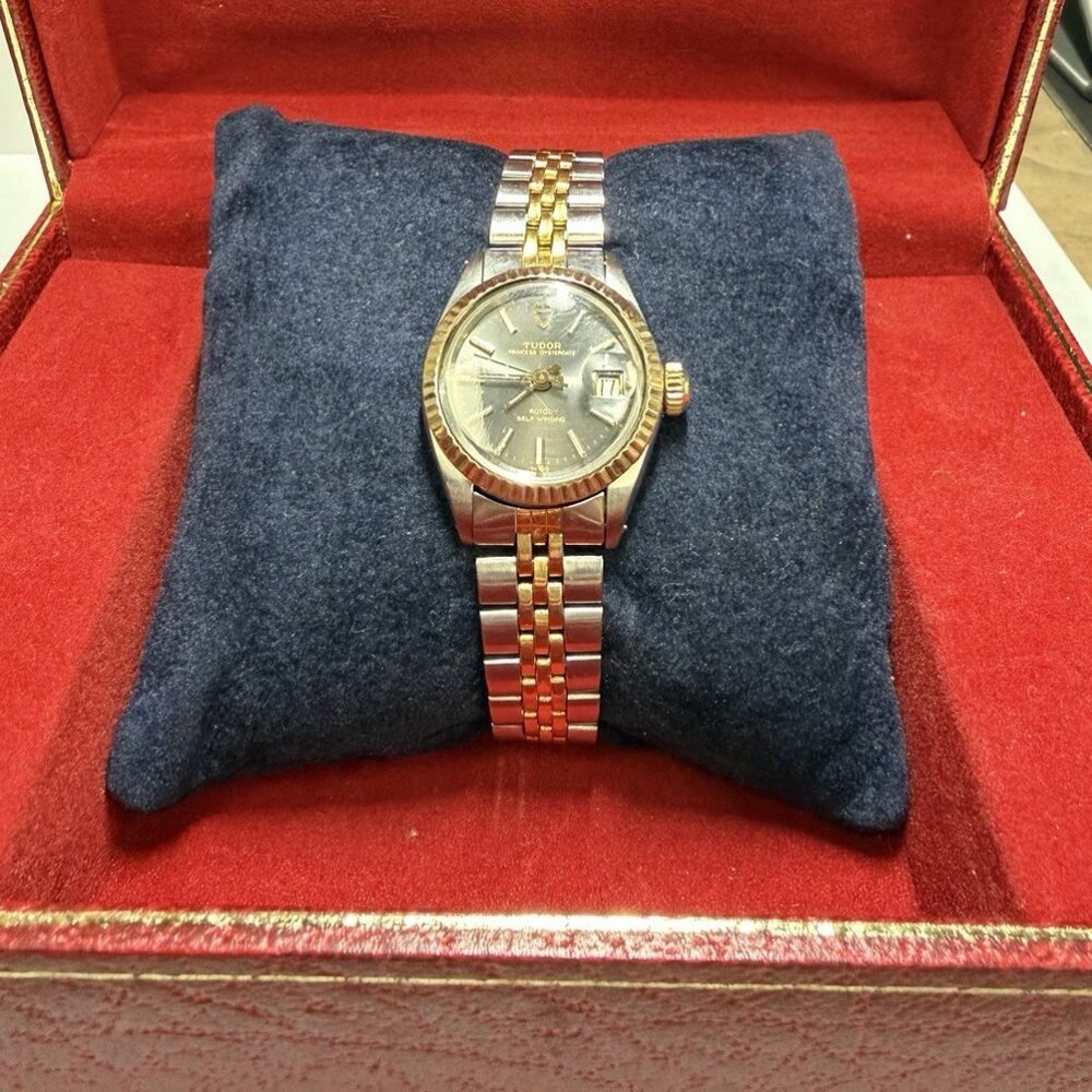 Tudor Oysterdate Two Tone Automatic Ladies Watch With Box And Booklet Ref. 92413
